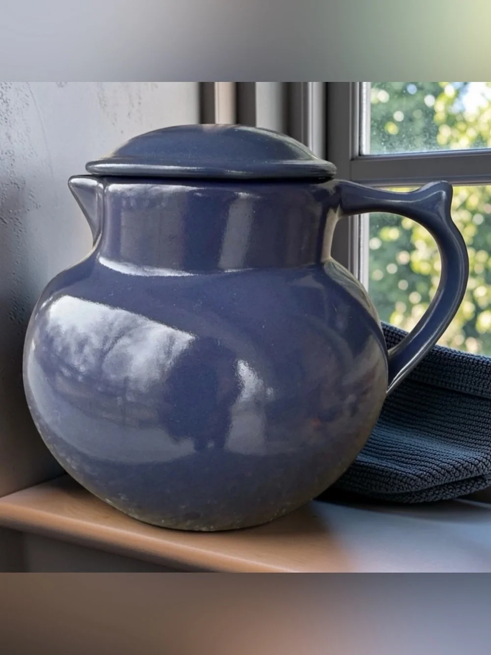 CHRISTIAN RIDGE POTTERY CUPPER COFFEE CARAFE COBALT BLUE CERAMIC 1994